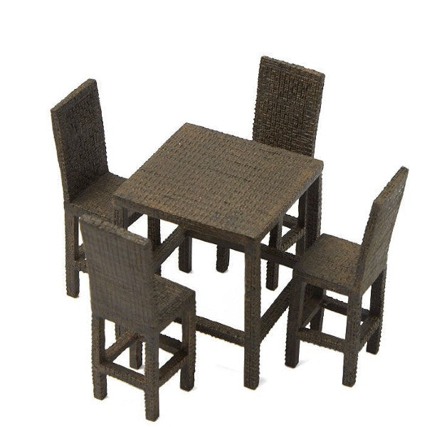 Wicker Dollhouse Miniature High Top Table Set
