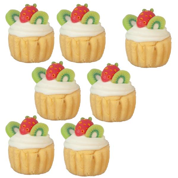 7 Dollhouse Miniature Kiwi Strawberry Cupcakes
