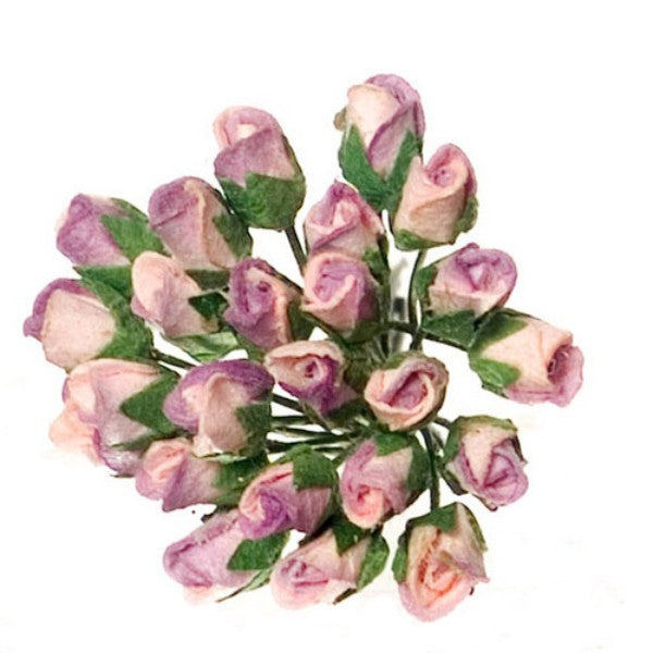 Dollhouse Miniature Half Bloom Lavender Rose Stems