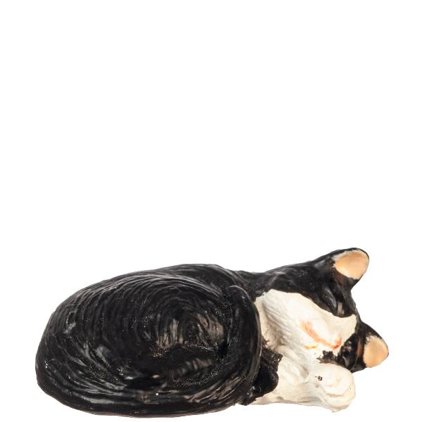 Dollhouse Miniature Laying Black & White Cat