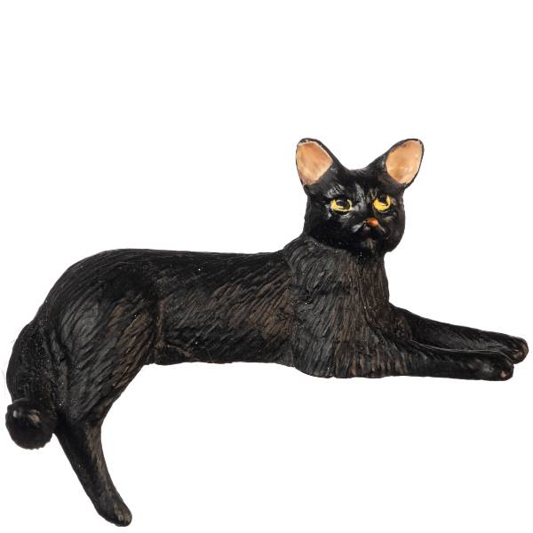 Dollhouse Miniature Laying Black Cat