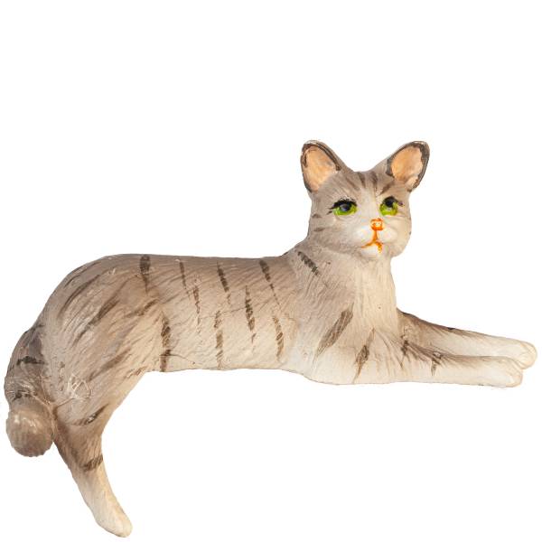 Dollhouse Miniature Laying Gray Cat