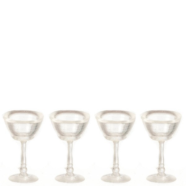 4 Dollhouse Miniature Martini Glasses