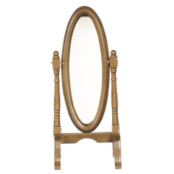 Walnut Dollhouse Miniature Cheval Mirror