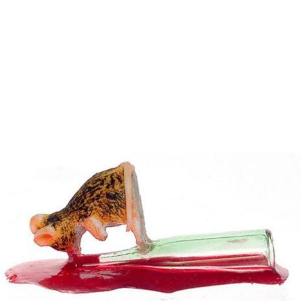 Dollhouse Miniature Mouse Drinking Wine