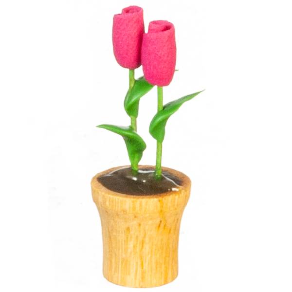2 Pink Dollhouse Miniature Roses in a Pot