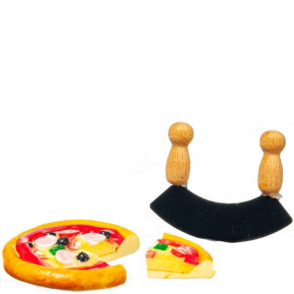 Dollhouse Miniature Pizza With Cutter