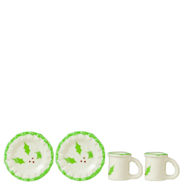 Holly Design Dollhouse Miniature Plates & Mugs