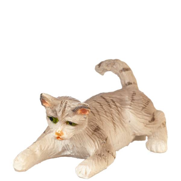 Dollhouse Miniature Playing Gray Cat