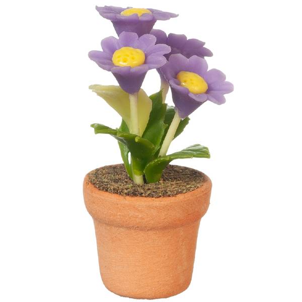 Dollhouse Miniature Potted Purple Flower