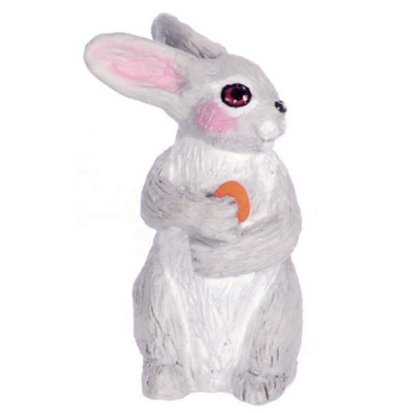 Gray Dollhouse Miniature Rabbit
