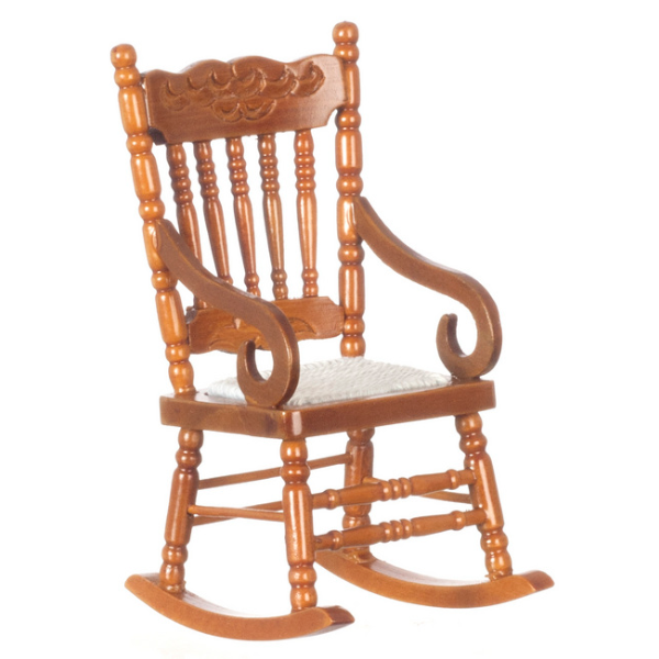 Walnut Dollhouse Miniature Rocking Chair