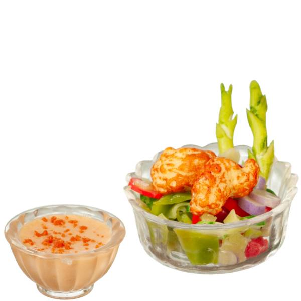 Dollhouse Miniature Salad with Thousand Island Dressing