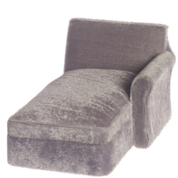 Gray Dollhouse Miniature Sectional Sofa Chaise with Arm on the Left