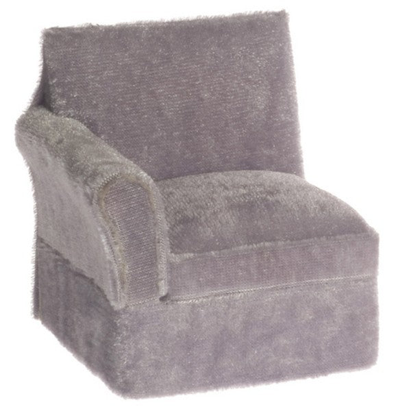 Gray Dollhouse Miniature Sectional Sofa With The Arm On The Right