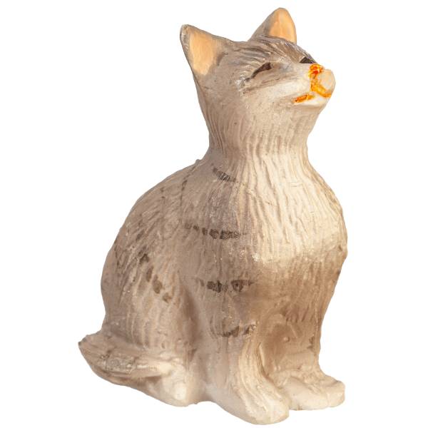 Dollhouse Miniature Sitting Gray Cat