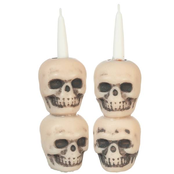 2 Dollhouse Miniature Double Skull Candles