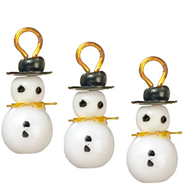 3 Dollhouse Miniature Snowmen Ornaments