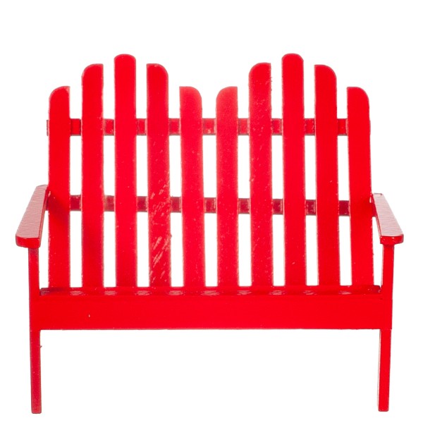 Red Dollhouse Miniature Double Adirondack Chair