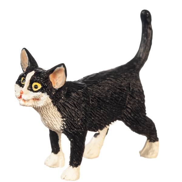 Dollhouse Miniature Standing Black & White Cat