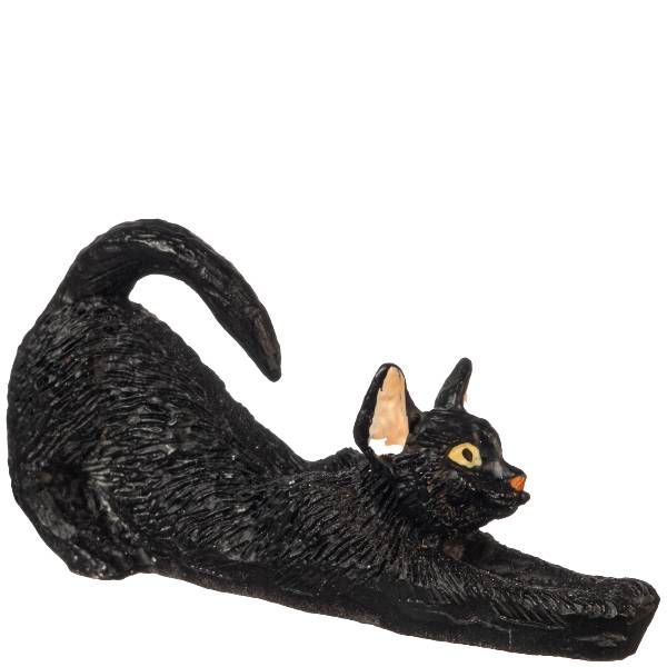 Dollhouse Miniature Stretching Black Cat