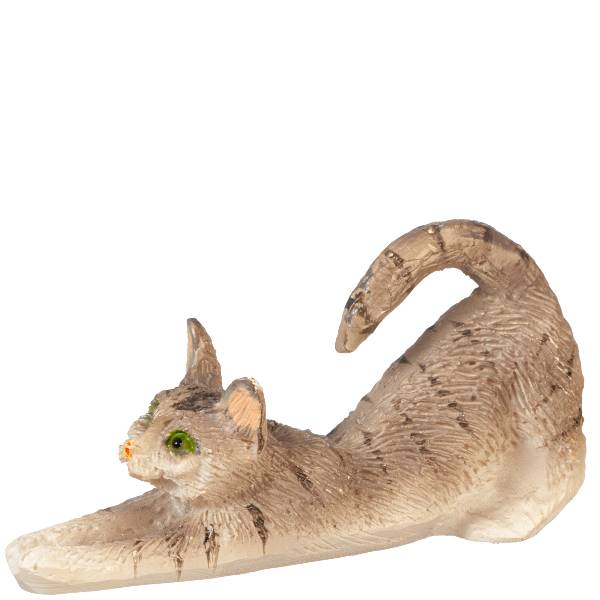 Dollhouse Miniature Stretching Gray Cat