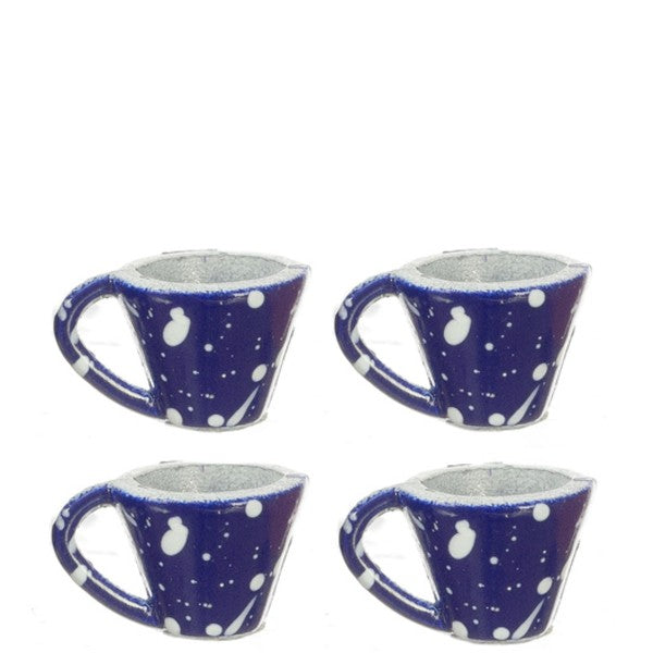 Blue Spatter Dollhouse Miniature Cups