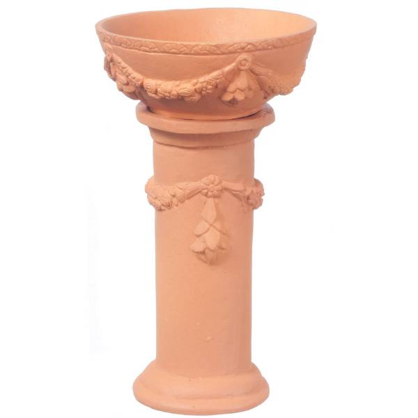 2 Terra Cotta Dollhouse Miniature Bird Baths