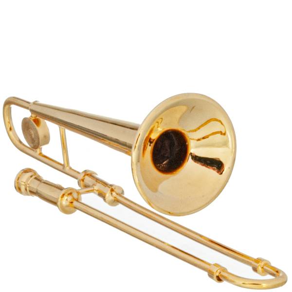Dollhouse Miniature Brass Trombone with Case