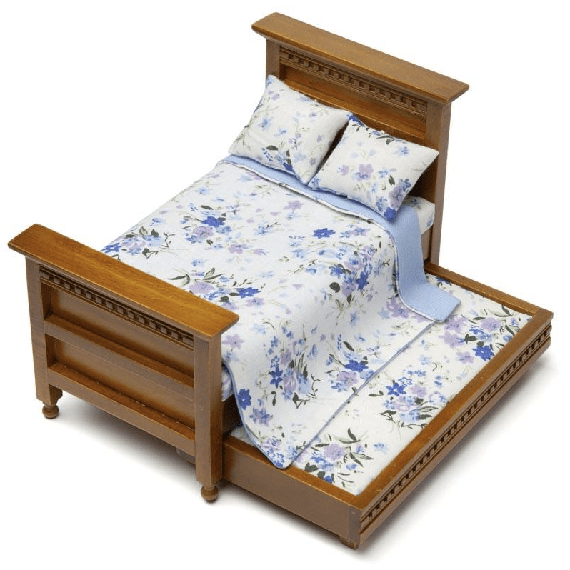 Light Walnut Dollhouse Miniature Trundle Bed