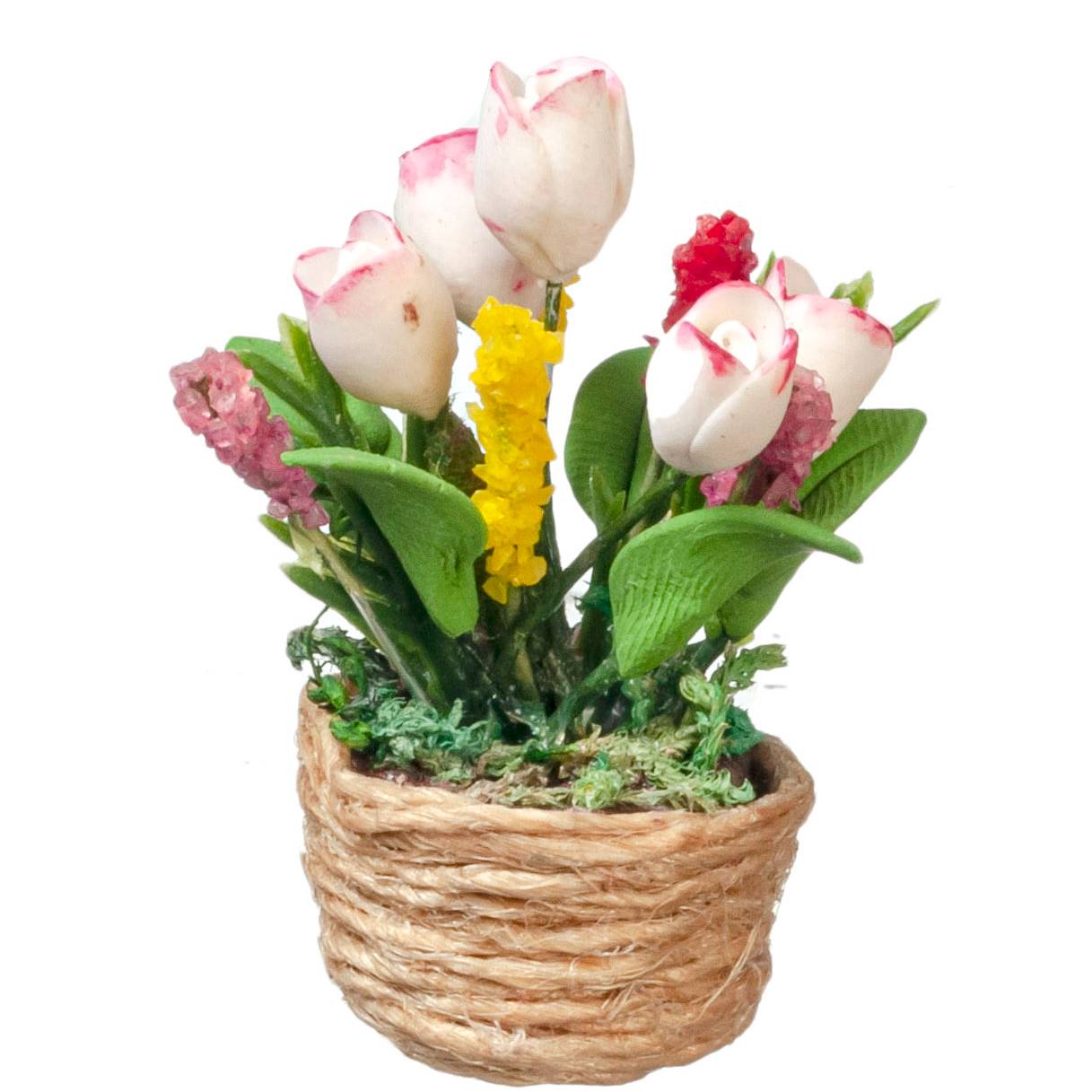 Dollhouse Miniature Tulips in a Basket