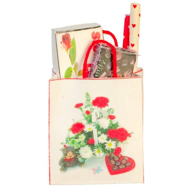 Dollhouse Miniature Valentine's Shopping Bag