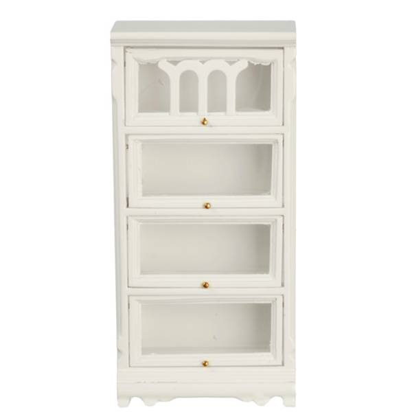 White Dollhouse Miniature Barrister Bookshelf