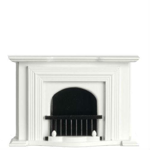 White Dollhouse Miniature Fireplace