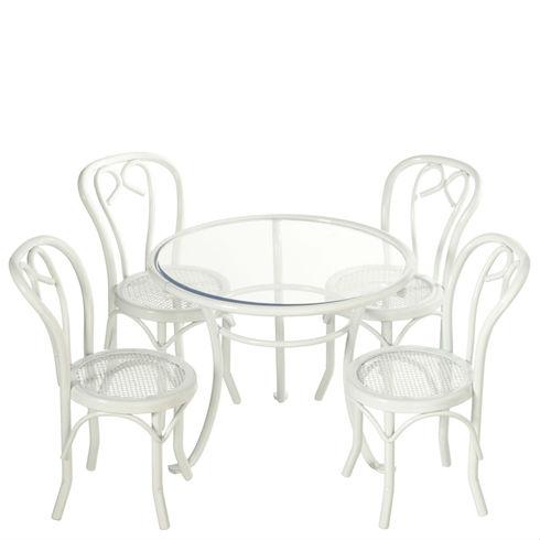 White Dollhouse Miniature Patio Set