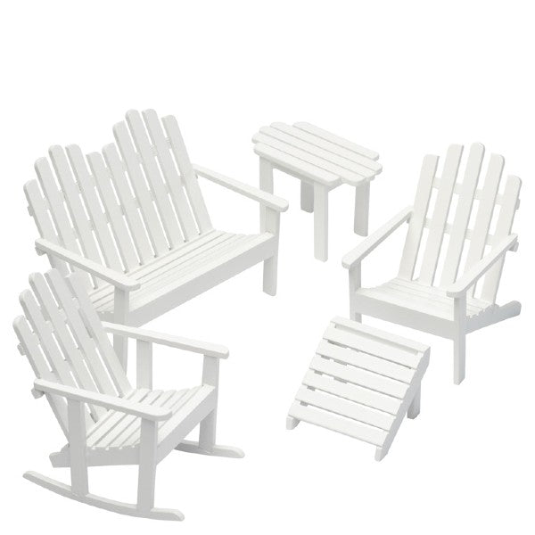 Dollhouse Miniature White Adirondack Chair Set