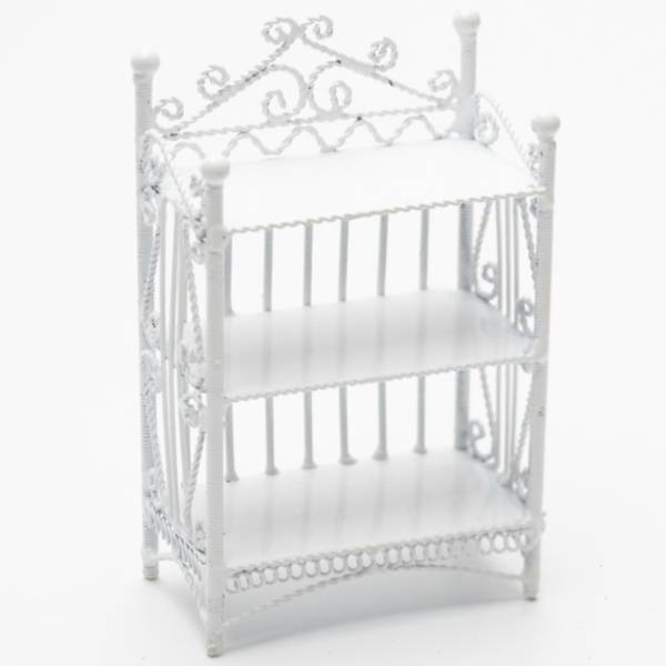 3-Tier White Wire Dollhouse Miniature Bookcase