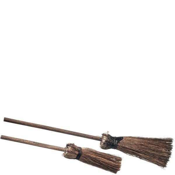 2 Dollhouse Miniature Witches Brooms