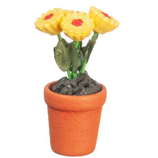 Dollhouse Miniature Yellow Daisies in a Pot