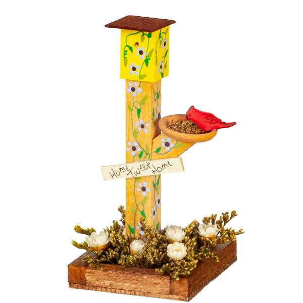 Dollhouse Miniature Yellow Floral Bird House