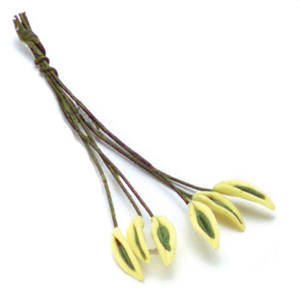 Dollhouse Miniature White Edge Leaf Stems