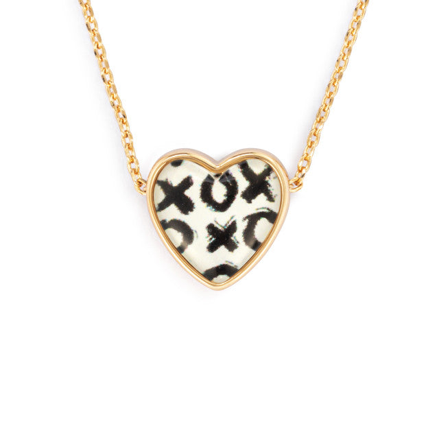 Hugs & Kisses Gold Art Heart Necklace