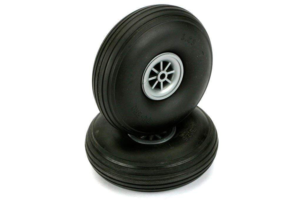 Du-Bro 82.5mm (3.25") x 29mm Treaded PVC Wheels for 4mm Axle (2 pack)
