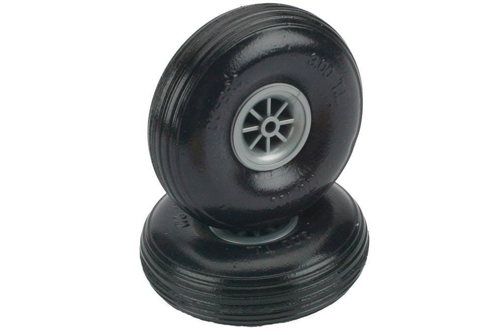 Du-Bro 88.9mm (3.5") x 32.3mm Lightweight Treaded Polyurethane Wheels for 4mm Axle (2 Pack)