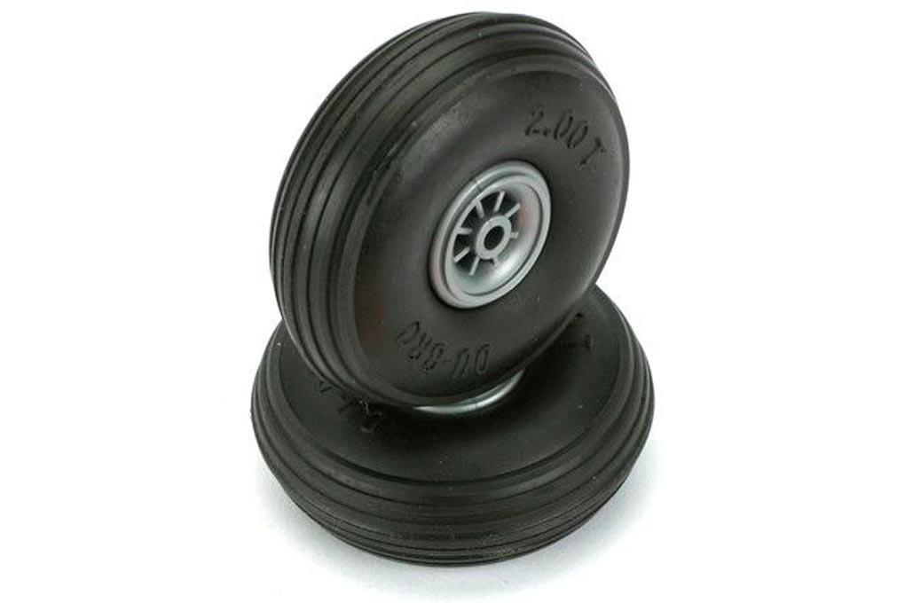 Du-Bro 50.8mm (2") x 19mm Treaded Polyurethane Wheels for 3mm Axle (2 pack)