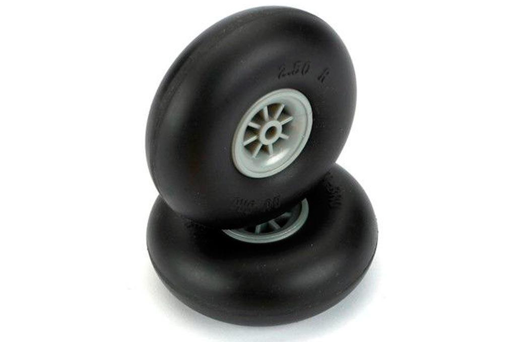 Du-Bro 63.5mm (2.5") x 24mm Smooth Low Bounce PVC Wheels for 4mm Axle (2 pack)