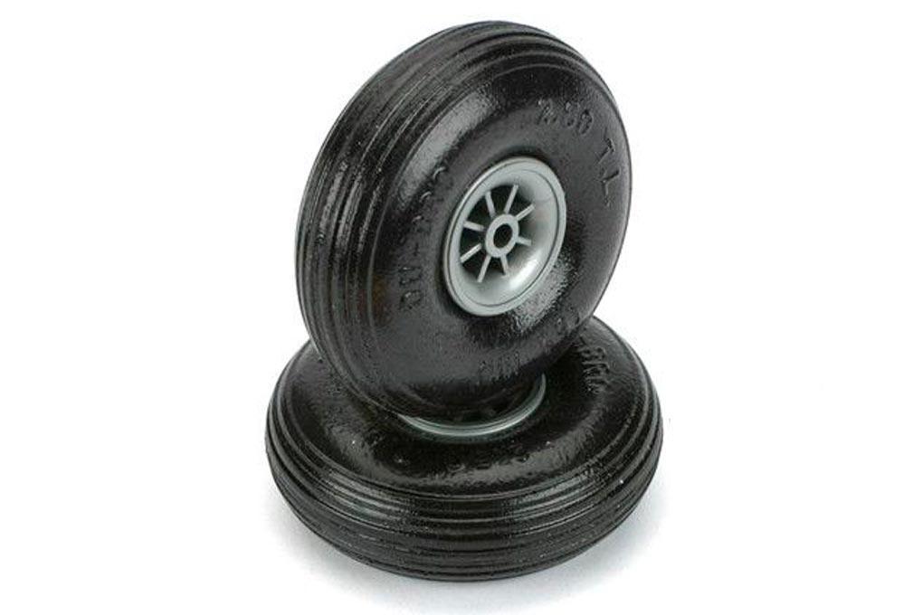 Du-Bro 63.5mm (2.5") x 22.7mm Treaded Lightweight Polyurethane Wheel for 4mm Axle (2 Pack)