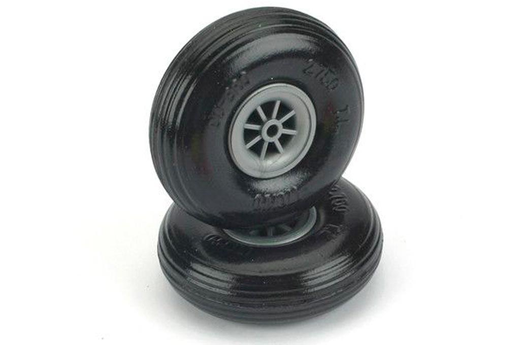 Du-Bro 69.8mm (2.75") x 25mm Treaded Lightweight Polyurethane Wheels for 4mm Axle (2 Pack)