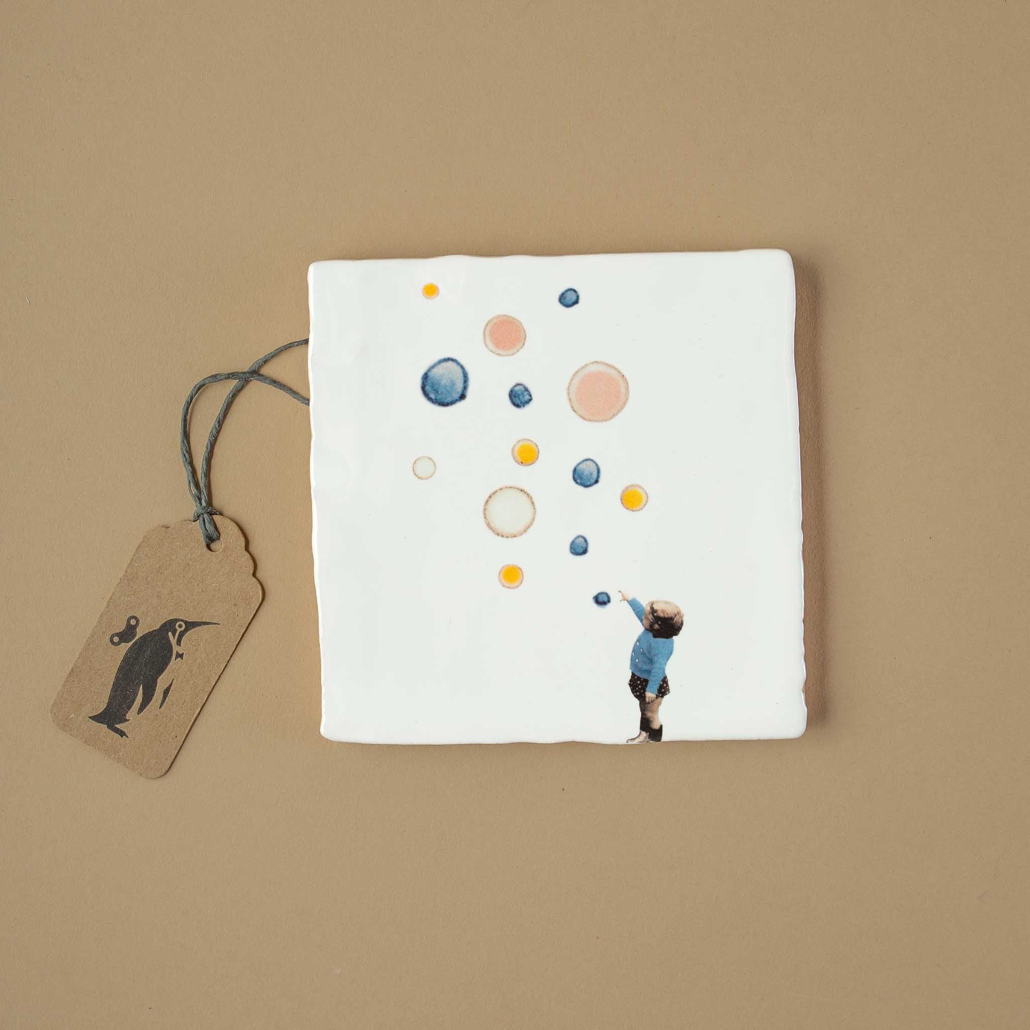 Dutch Ceramic Story Tile | Catching Bubbles