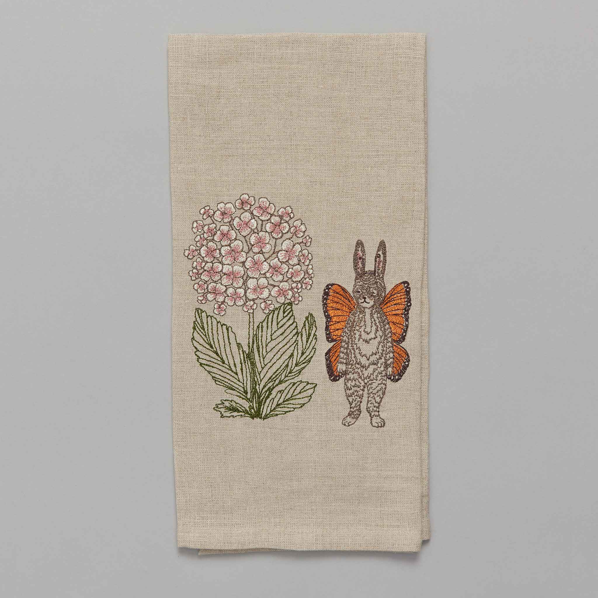 Bunny Hydrangea Tea Towel